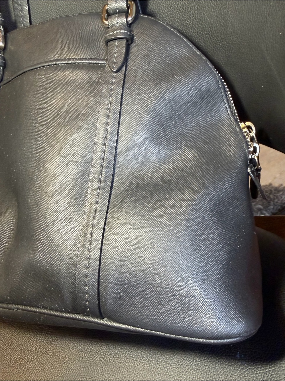 Coach F25671 Peyton Crossgrain Patent Leather Domed Satchel Purse Bag Black - Picture 9 of 16